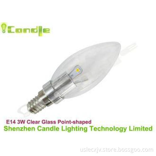 E14 Screw High Lumen LED Bulb 3w Transparent Cover 2400k 27